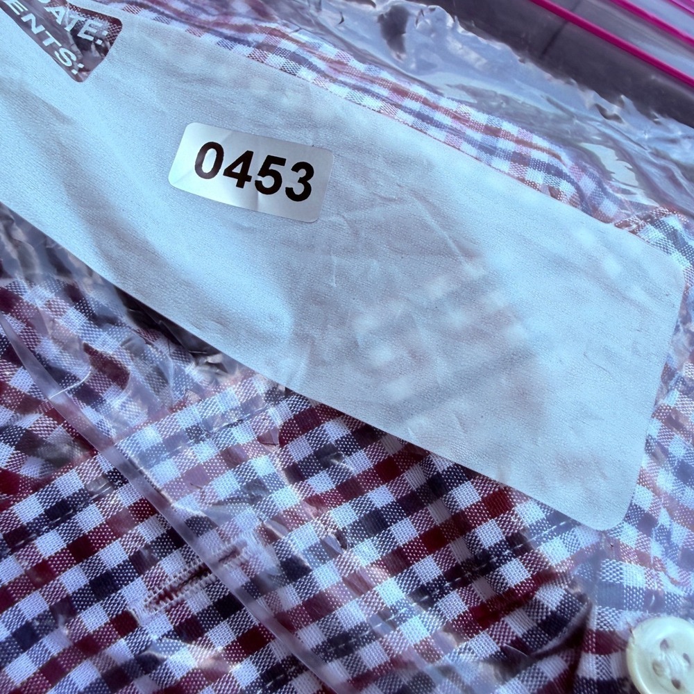 Nautica Mens Large Red Blue Gingham Plaid Long Sleeve Button Down Shirt 0453 - Picture 8 of 8
